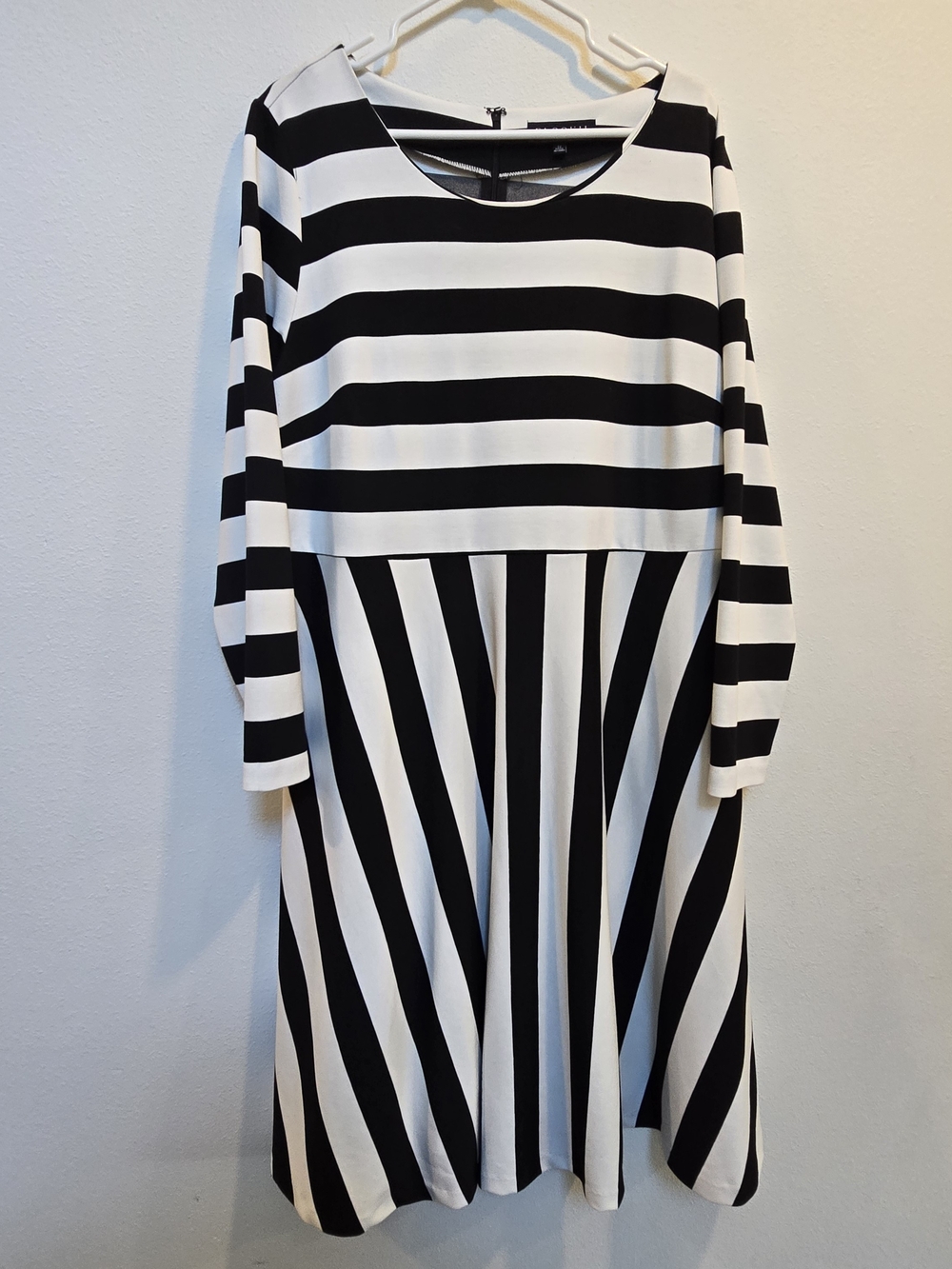 Eloquii Plus Size 22 Black & White Striped Fit-and-Flare Dress